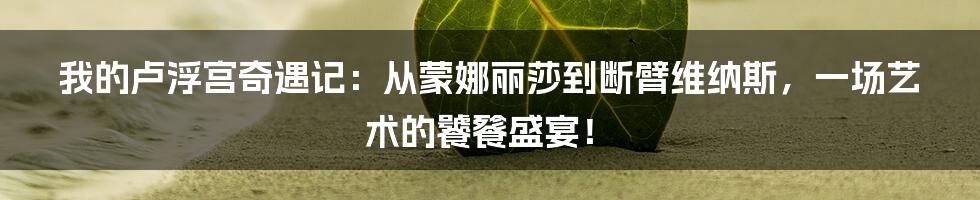 我的卢浮宫奇遇记:从蒙娜丽莎到断臂维纳斯,一场艺术的饕餮盛宴!