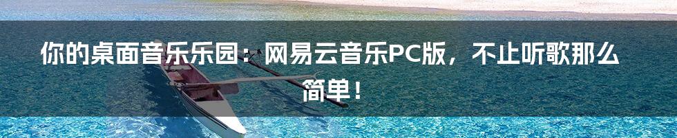 你的桌面音乐乐园:网易云音乐PC版,不止听歌那么简单!