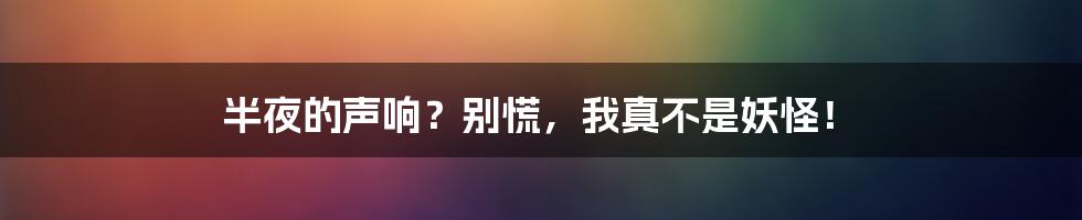 半夜的声响?别慌,我真不是妖怪!