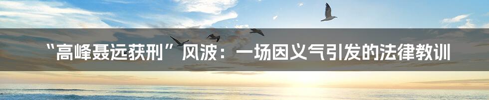 “高峰聂远获刑”风波:一场因义气引发的法律教训