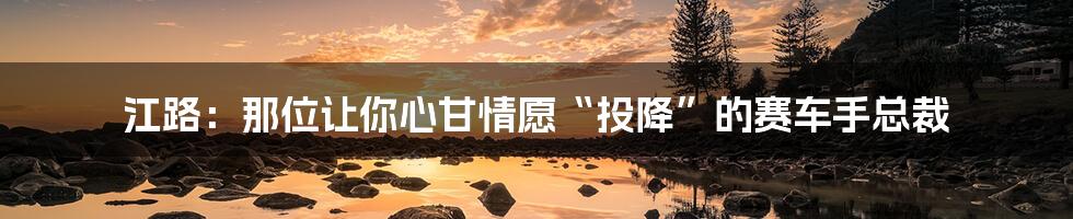 江路:那位让你心甘情愿“投降”的赛车手总裁