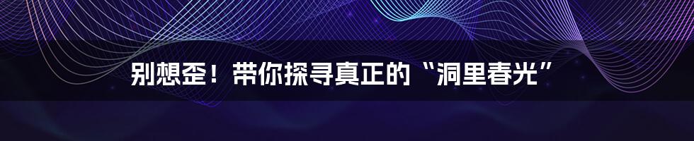 别想歪!带你探寻真正的“洞里春光”