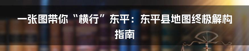 一张图带你“横行”东平:东平县地图终极解构指南