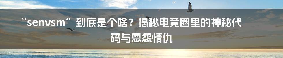 “senvsm”到底是个啥?揭秘电竞圈里的神秘代码与恩怨情仇