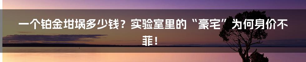 一个铂金坩埚多少钱？实验室里的“豪宅”为何身价不菲！