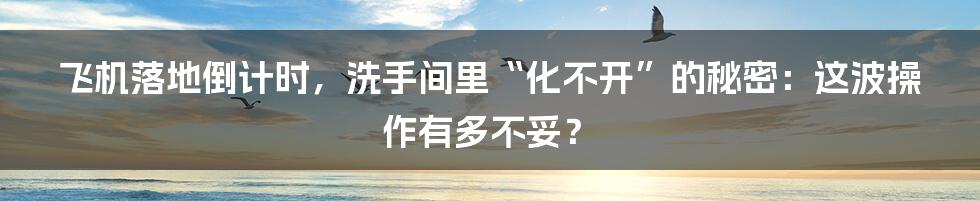飞机落地倒计时,洗手间里“化不开”的秘密:这波操作有多不妥?
