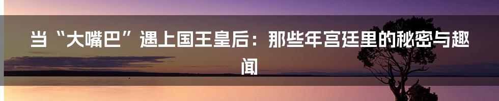 当“大嘴巴”遇上国王皇后:那些年宫廷里的秘密与趣闻