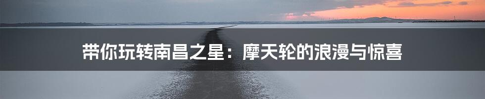 带你玩转南昌之星:摩天轮的浪漫与惊喜