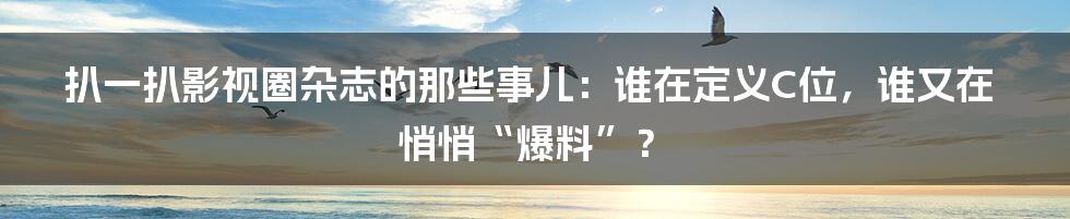 扒一扒影视圈杂志的那些事儿:谁在定义C位,谁又在悄悄“爆料”?