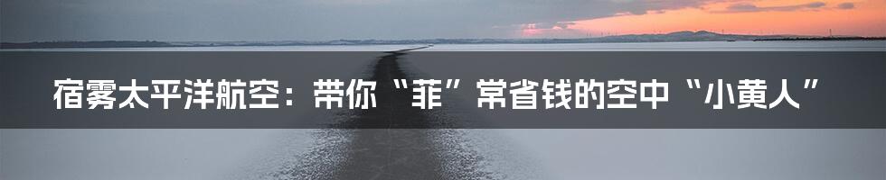 宿雾太平洋航空：带你“菲”常省钱的空中“小黄人”