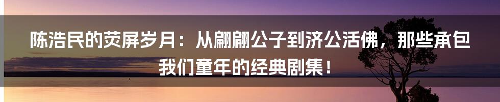陈浩民的荧屏岁月:从翩翩公子到济公活佛,那些承包我们童年的经典剧集!