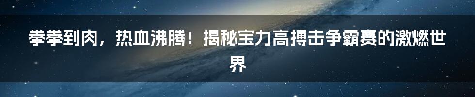 拳拳到肉,热血沸腾!揭秘宝力高搏击争霸赛的激燃世界