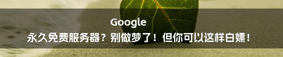 Google 永久免费服务器？别做梦了！但你可以这样白嫖！