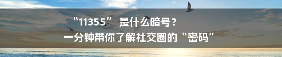 “11355” 是什么暗号? 一分钟带你了解社交圈的“密码”