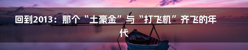 回到2013:那个“土豪金”与“打飞机”齐飞的年代
