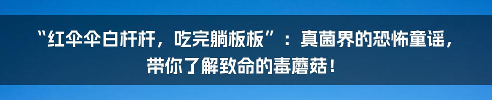 “红伞伞白杆杆,吃完躺板板”:真菌界的恐怖童谣,带你了解致命的毒蘑菇!