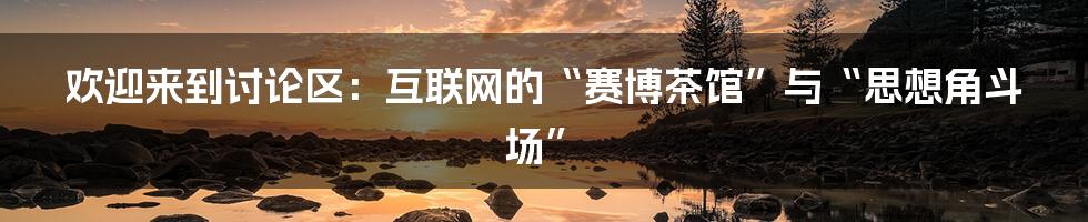 欢迎来到讨论区：互联网的“赛博茶馆”与“思想角斗场”