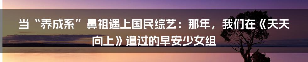 当“养成系”鼻祖遇上国民综艺：那年，我们在《天天向上》追过的早安少女组