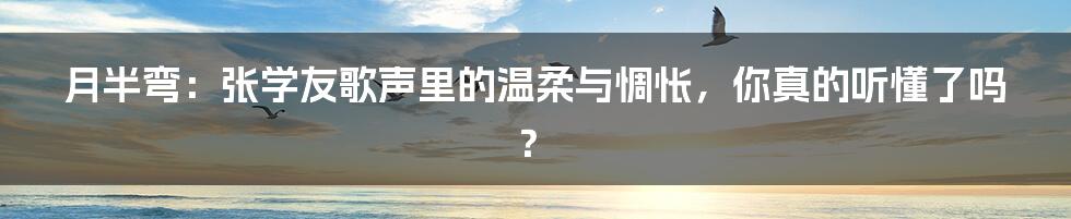 月半弯：张学友歌声里的温柔与惆怅，你真的听懂了吗？