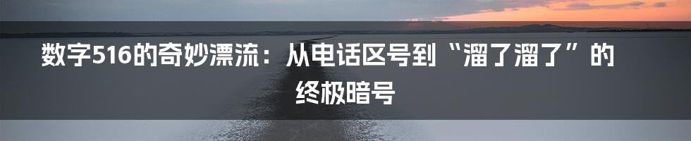 数字516的奇妙漂流：从电话区号到“溜了溜了”的终极暗号