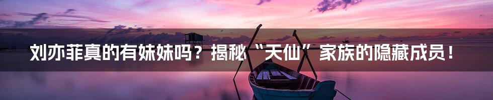 刘亦菲真的有妹妹吗？揭秘“天仙”家族的隐藏成员！