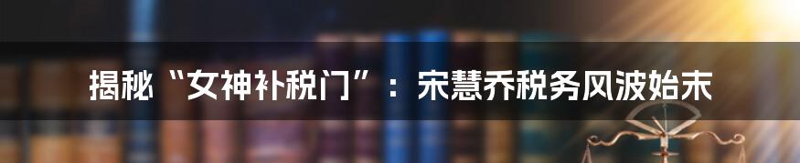 揭秘“女神补税门”:宋慧乔税务风波始末