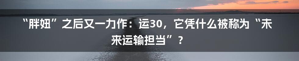 “胖妞”之后又一力作:运30,它凭什么被称为“未来运输担当”?