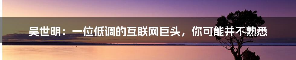 吴世明:一位低调的互联网巨头,你可能并不熟悉