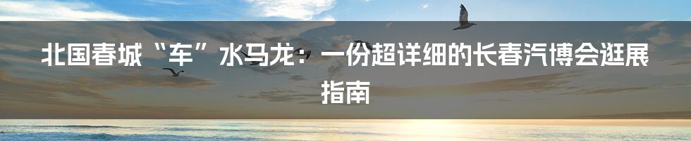 北国春城“车”水马龙：一份超详细的长春汽博会逛展指南