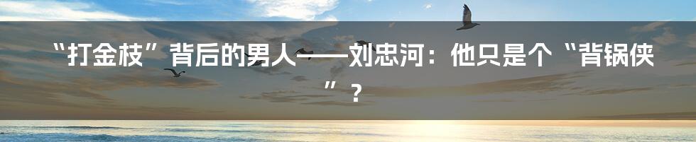 “打金枝”背后的男人——刘忠河:他只是个“背锅侠”?
