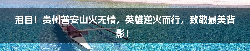 泪目!贵州普安山火无情,英雄逆火而行,致敬最美背影!