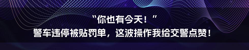 “你也有今天！” 警车违停被贴罚单，这波操作我给交警点赞！