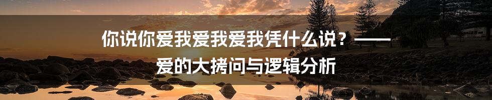 你说你爱我爱我爱我凭什么说？—— 爱的大拷问与逻辑分析