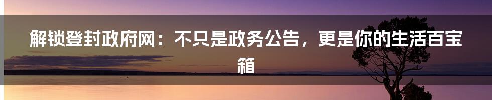 解锁登封政府网：不只是政务公告，更是你的生活百宝箱
