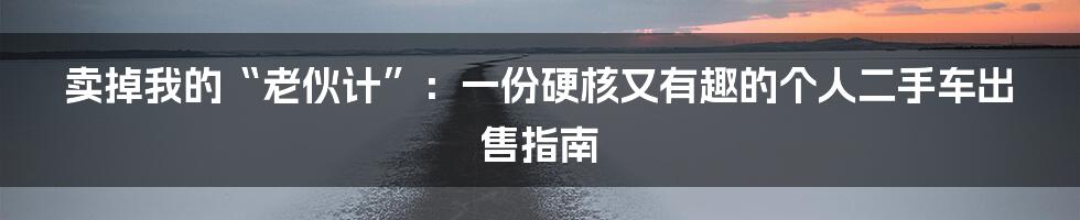 卖掉我的“老伙计”:一份硬核又有趣的个人二手车出售指南