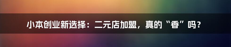 小本创业新选择:二元店加盟,真的“香”吗?