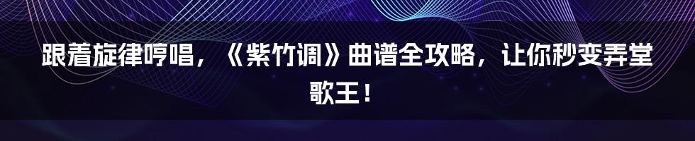 跟着旋律哼唱，《紫竹调》曲谱全攻略，让你秒变弄堂歌王！
