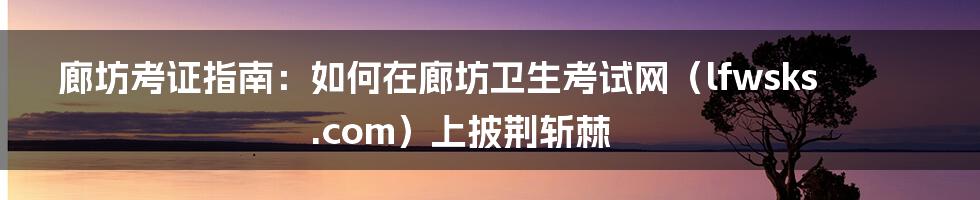 廊坊考证指南:如何在廊坊卫生考试网(lfwsks.com)上披荆斩棘