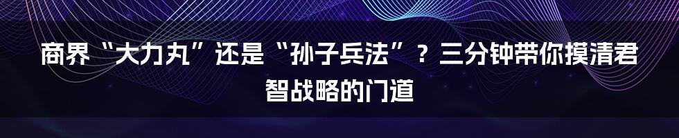 商界“大力丸”还是“孙子兵法”?三分钟带你摸清君智战略的门道
