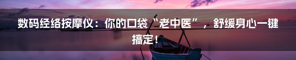 数码经络按摩仪:你的口袋“老中医”,舒缓身心一键搞定!