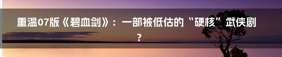 重温07版《碧血剑》:一部被低估的“硬核”武侠剧?