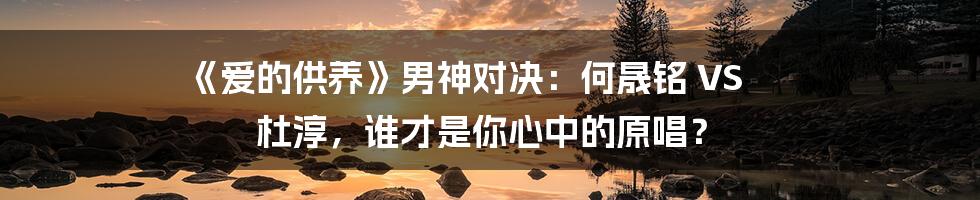 《爱的供养》男神对决：何晟铭 VS 杜淳，谁才是你心中的原唱？