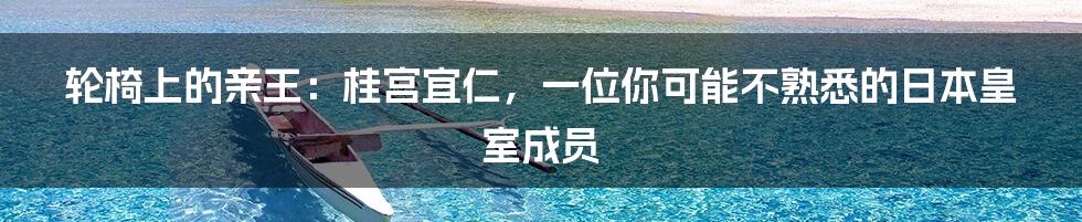 轮椅上的亲王:桂宫宜仁,一位你可能不熟悉的日本皇室成员