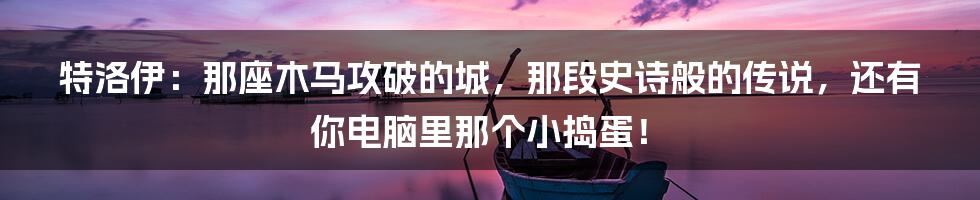 特洛伊：那座木马攻破的城，那段史诗般的传说，还有你电脑里那个小捣蛋！