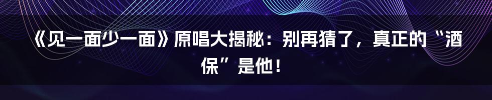 《见一面少一面》原唱大揭秘：别再猜了，真正的“酒保”是他！
