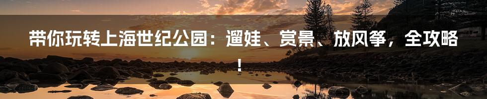 带你玩转上海世纪公园：遛娃、赏景、放风筝，全攻略！