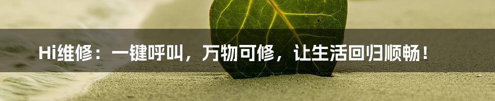 Hi维修:一键呼叫,万物可修,让生活回归顺畅!