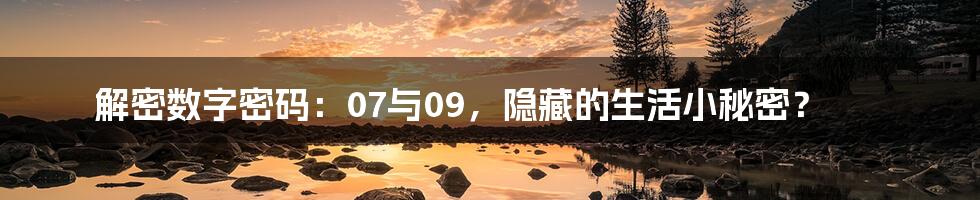 解密数字密码:07与09,隐藏的生活小秘密?