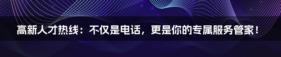 高新人才热线：不仅是电话，更是你的专属服务管家！