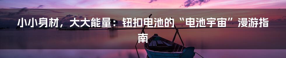 小小身材,大大能量:钮扣电池的“电池宇宙”漫游指南